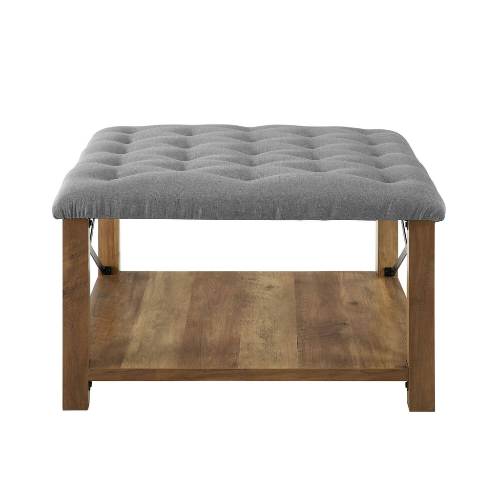 Grey Tufted Ottoman S10281