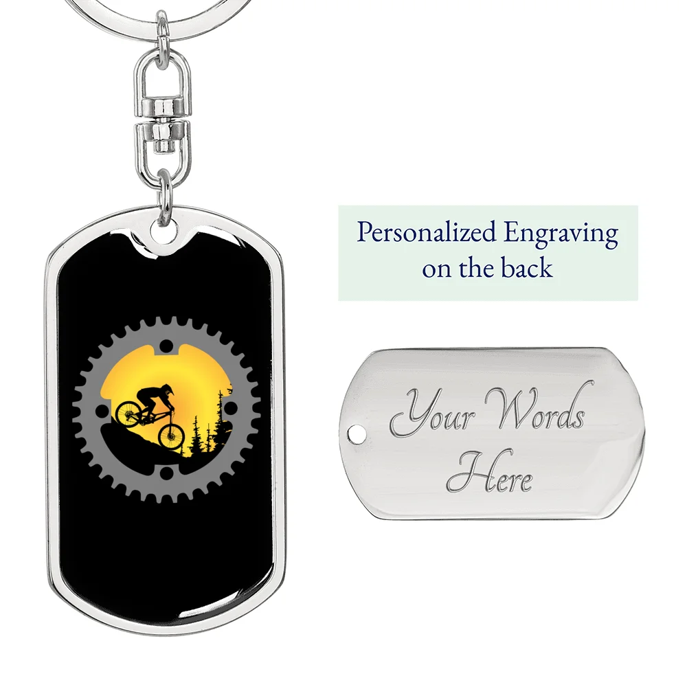 Stainless Steel or 18k Gold Swivel Dog Tag Keychain H6342