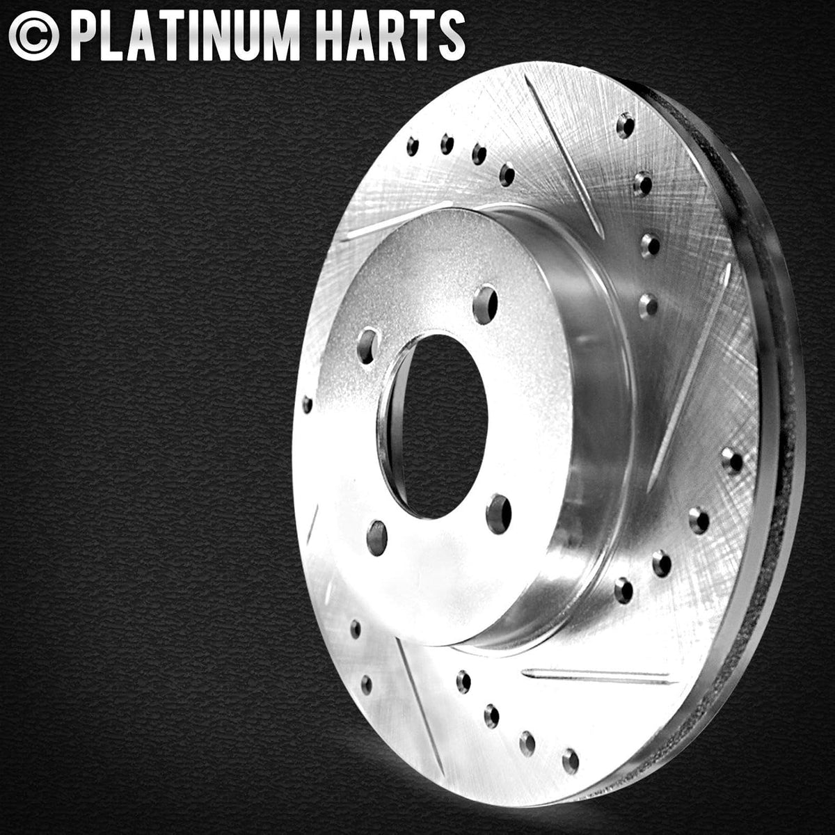 Front and Rear Brake Rotors Silver Drilled Slotted Heavy Duty Pads Q50317