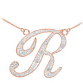 14K Rose Gold Diamond Initial Necklace 22" R965
