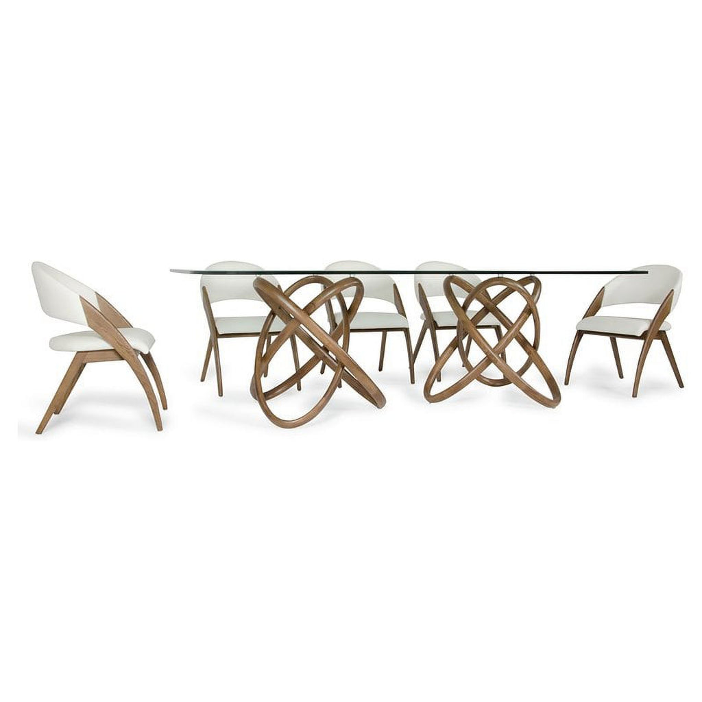 Walnut Solid Wood & Glass Rectangular Dining Table Z6217