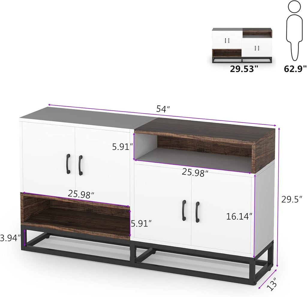 4 Door Storage Cabinet with Open Shelves N781429