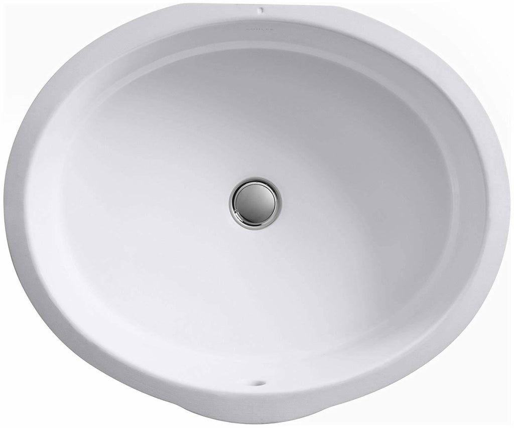 White Oval Undermount Bathroom Sink B6061