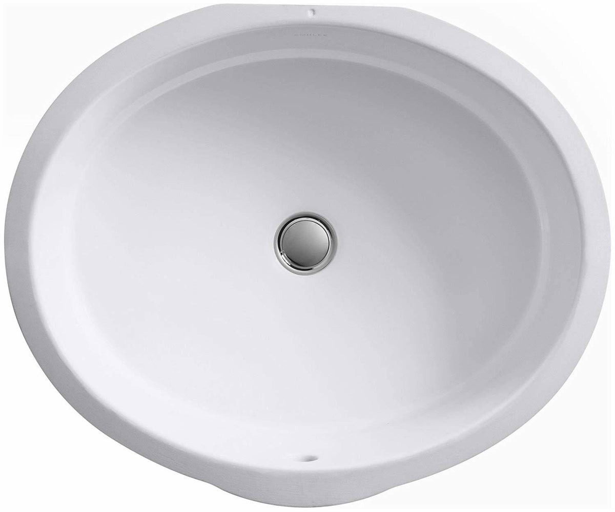 White Oval Undermount Bathroom Sink B6061