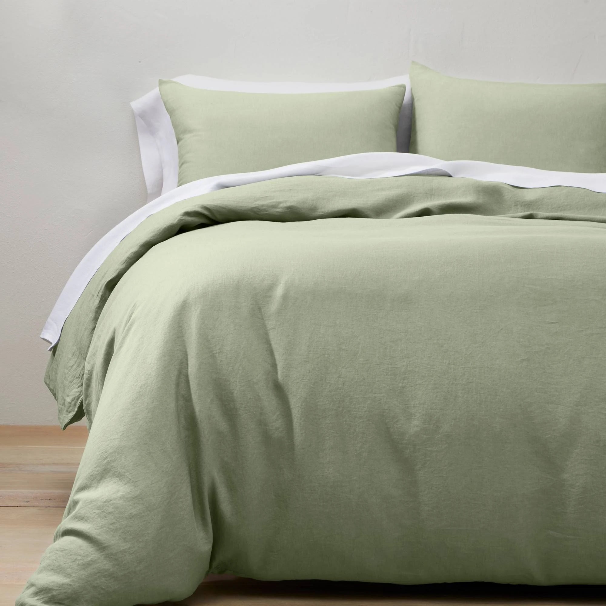 Sage Green Linen Duvet and Sham Set Z45362