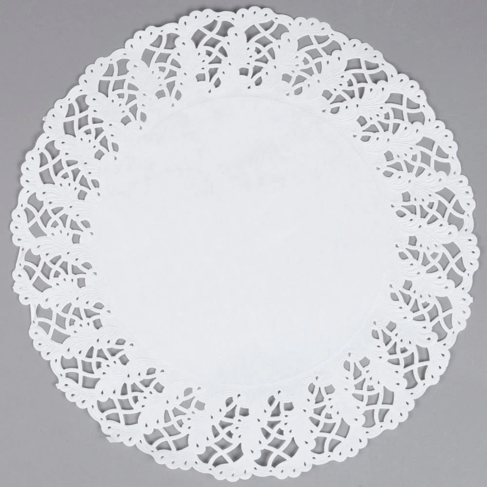 White 14 in. Round Cake Lace Doilies O44402