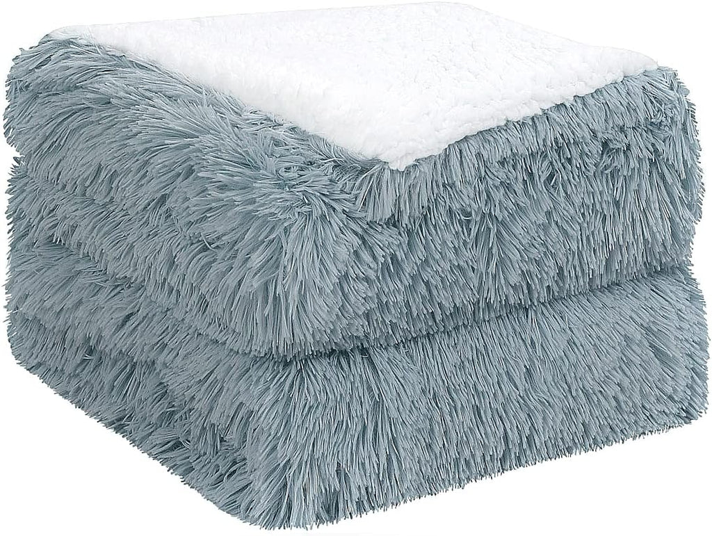 Queen Size Faux Fur Reversible Sherpa Blanket W370776