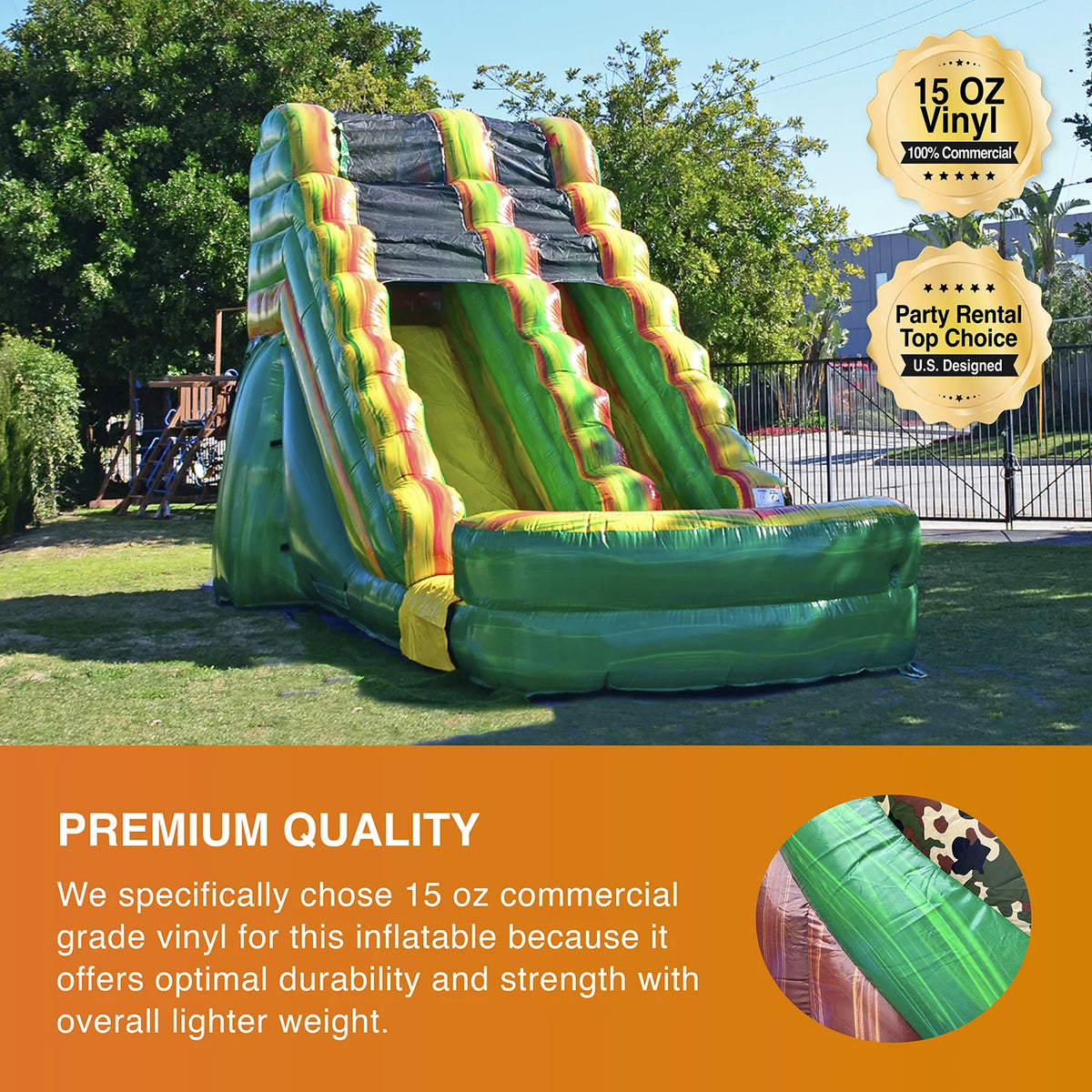 15' Commercial Grade Inflatable Water Slide with Splash Pool, PVC Vinyl Y106