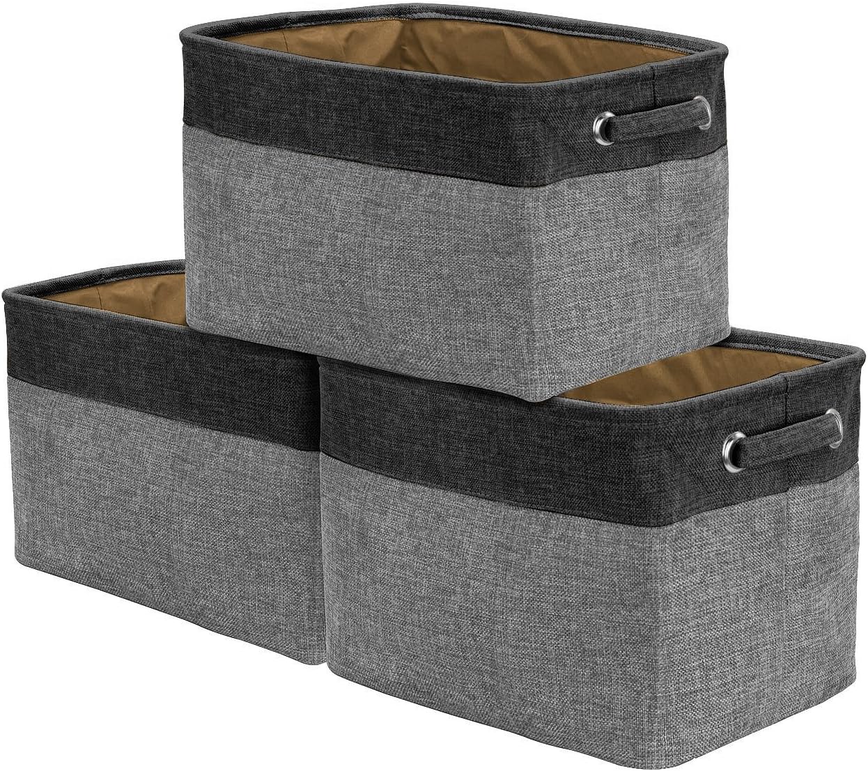 Large Rectangular Fabric Collapsible Basket Set 3-Pack with Carry Handles G30819