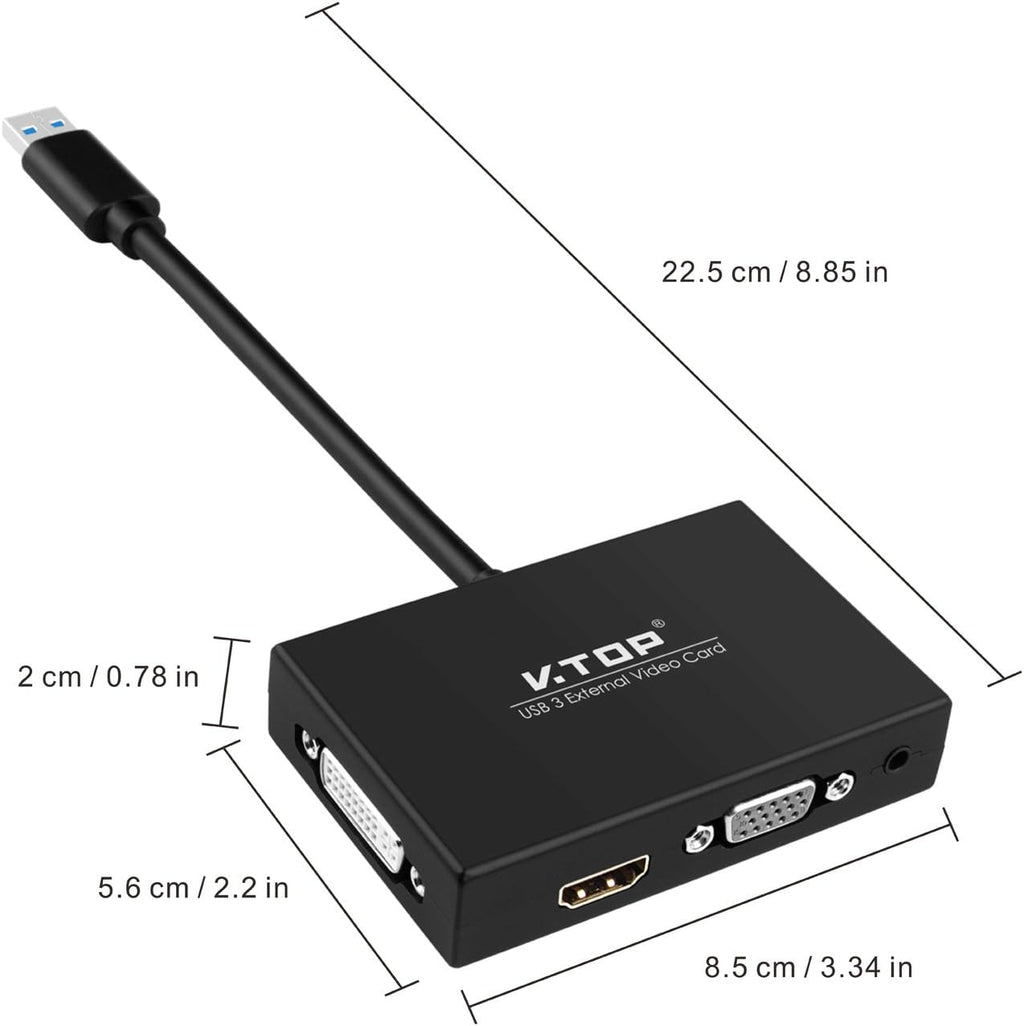 USB 3.0 to HDMI-DVI-VGA Video Graphics Card Adapter F745731