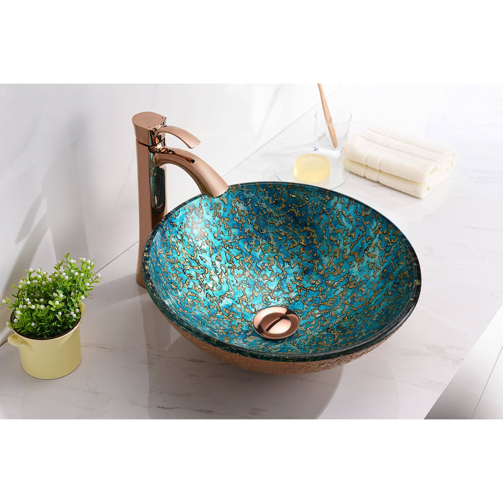 Gold/Cyan Mix Vessel Sink M523