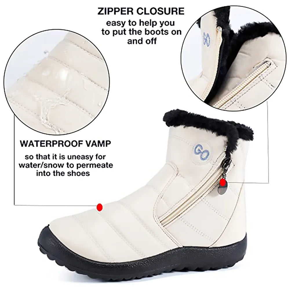 Waterproof Faux Fur Ankle Booties O83407