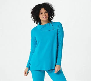Long Sleeve Top with Zip Collar, Size Small U545002