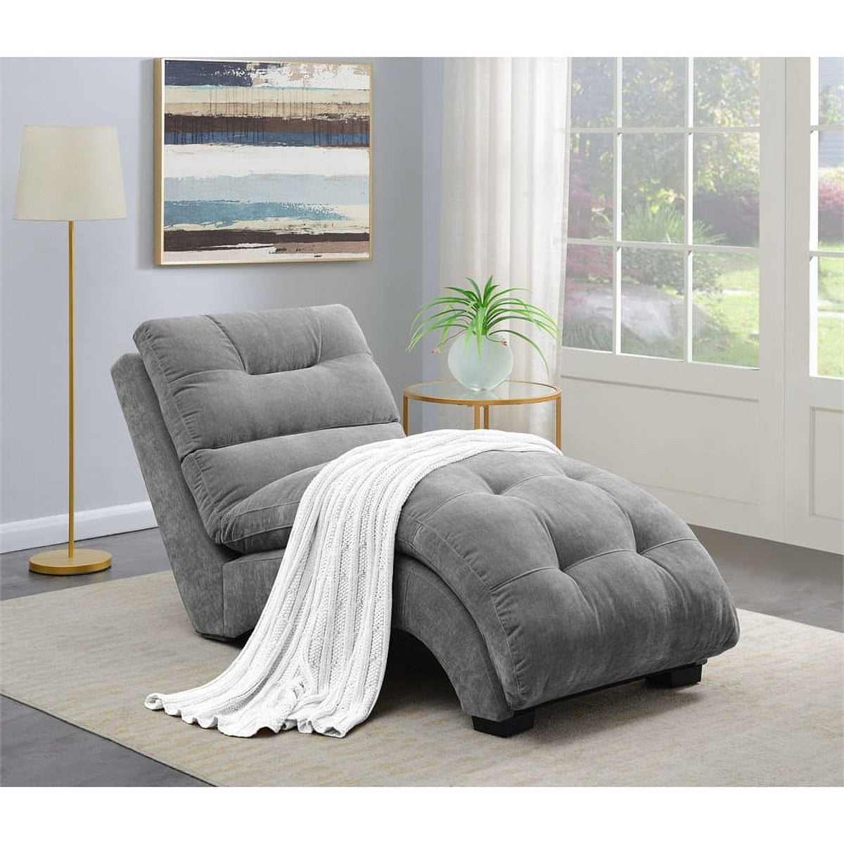Mid-Century Fabric Chaise Lounge C396