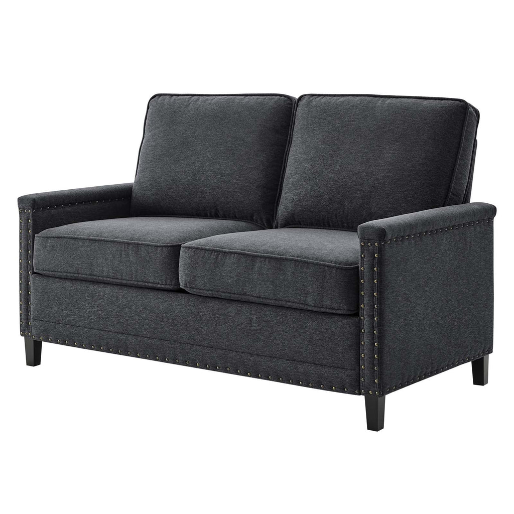 Dark Grey Fabric Loveseat Sofa D5800