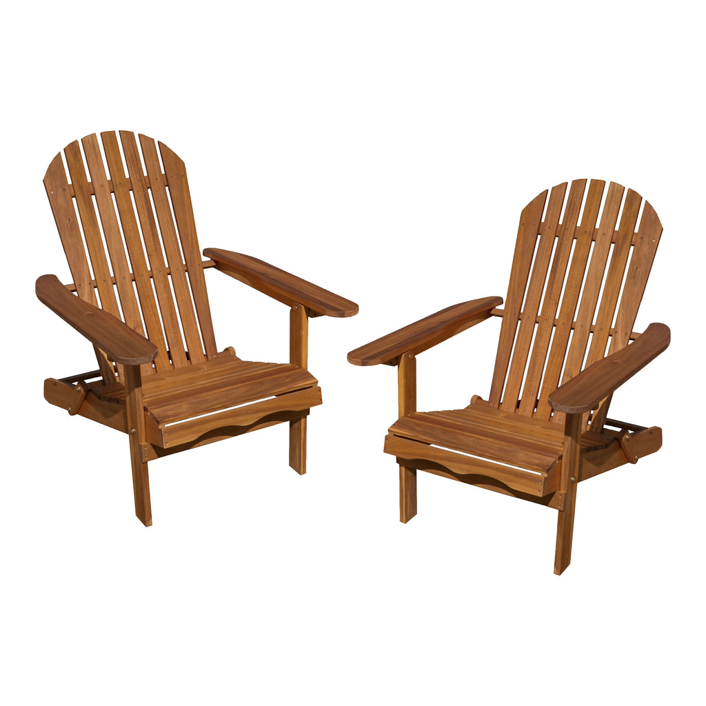 Natural Wood Foldable Patio Adirondack Chair, Set of 2 P15396