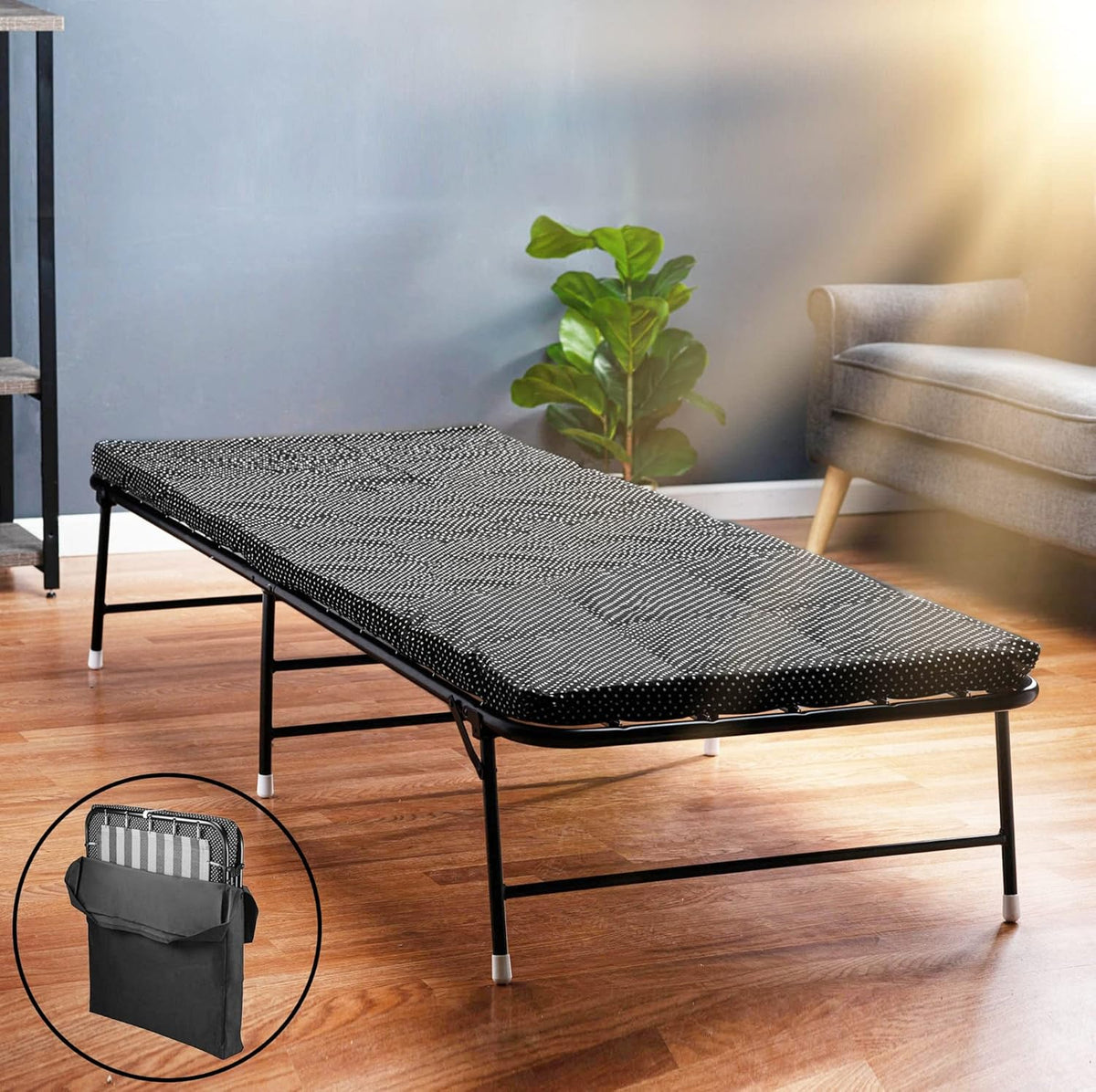 Folding Bed with Memory Foam Mattress and Carrying Bag B2549