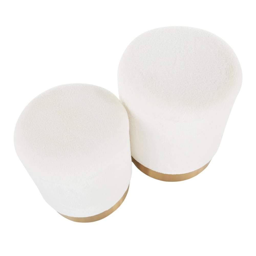 Green Velvet Nesting Ottoman Set with Gold Metal P93248