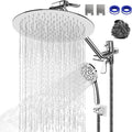 10" Rainfall Shower Head and 9-Setting High Pressure Handheld Shower Heads Combo, Dual ShowerHead with 11" Adjustable Extension Arm and 60" Stainless Hose R926