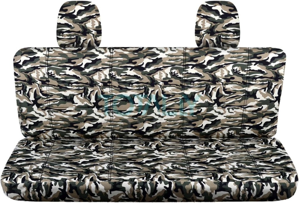 Blue Camouflage Rear 60/40 Split Bench Truck Seat Covers H7053