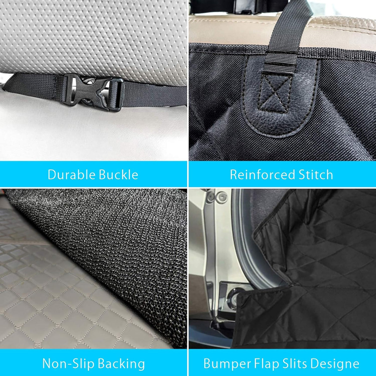 Nonslip Water Resistant Dog Car Seat Cover with Side Flap Protector Bumper Flap, Pack of 2 X420