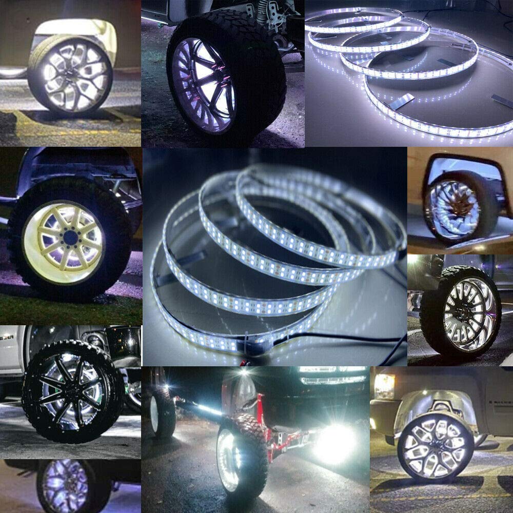 White Double Row Wheel Rim Lights Set of 4 C964