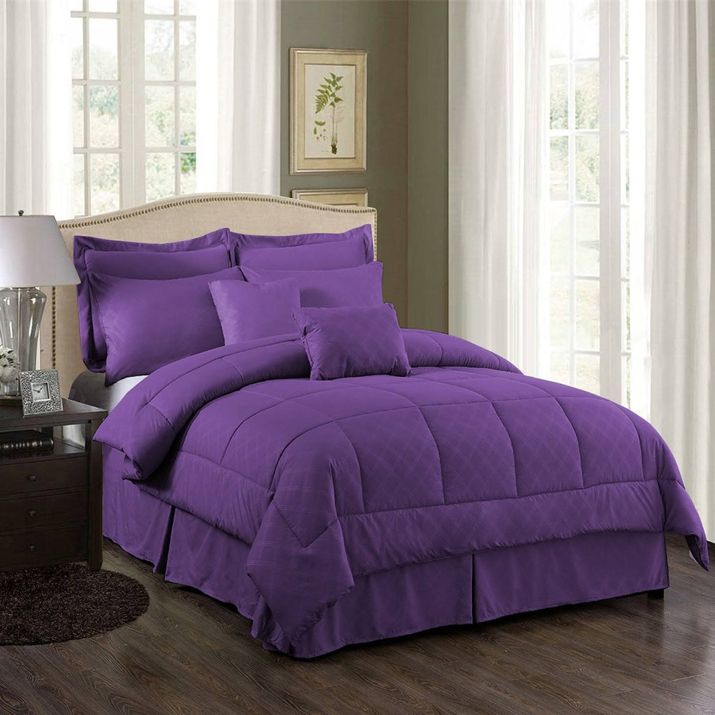 10 Piece Solid Color Microfiber Comforter and Sheets Set King Cal King G94251