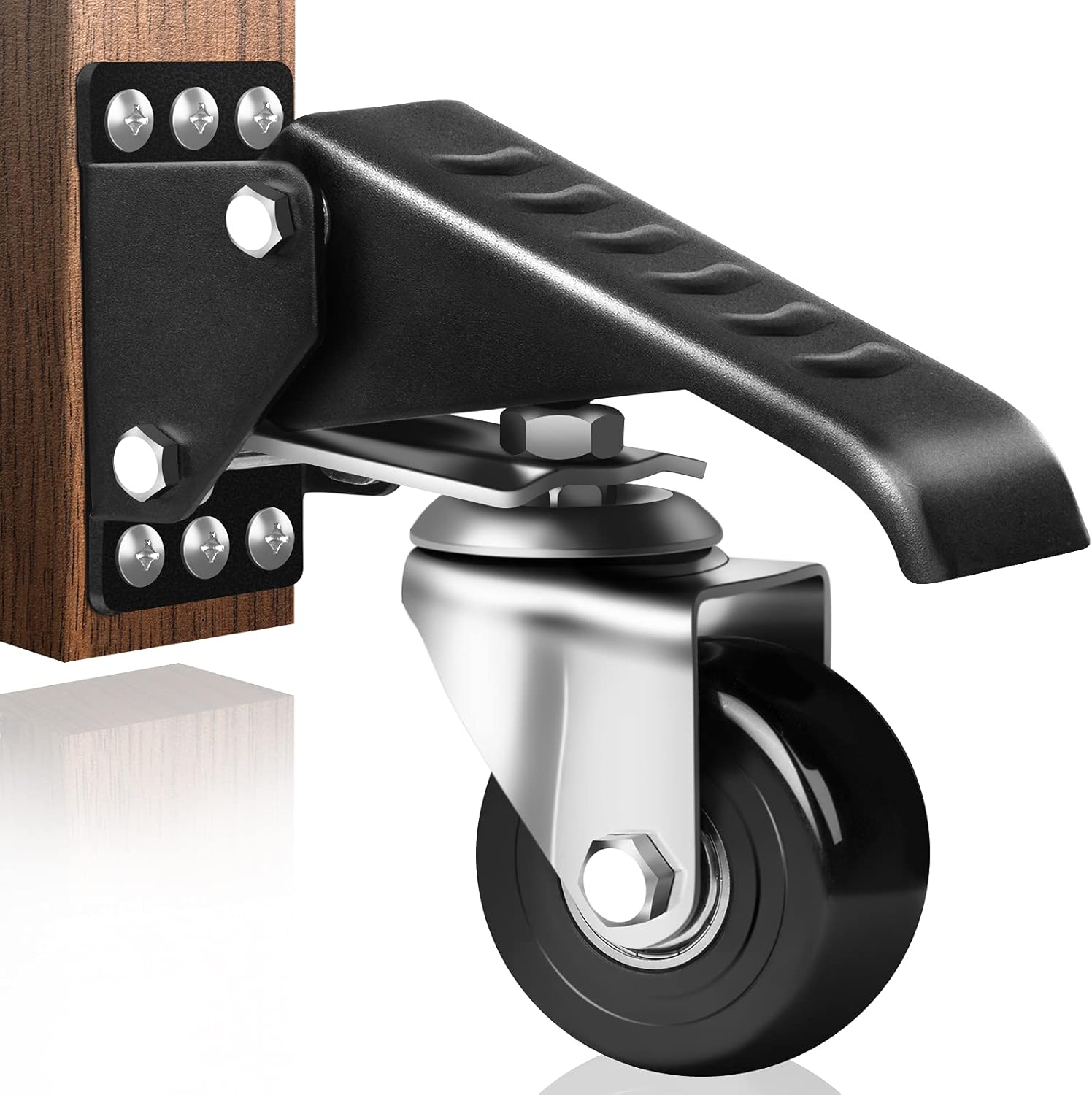 Retractable Casters Kit 900Lbs, 4 Heavy Duty Side Mounted All Steel Urethane Casters, 4 Pack A444546