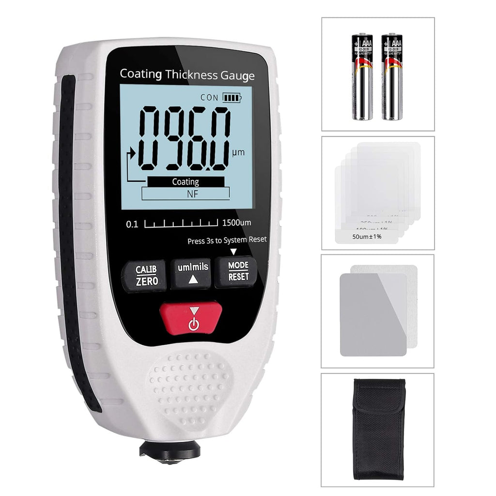 Paint Thickness Gauge Meter, 0 to 1500um, Pack of 2 X807