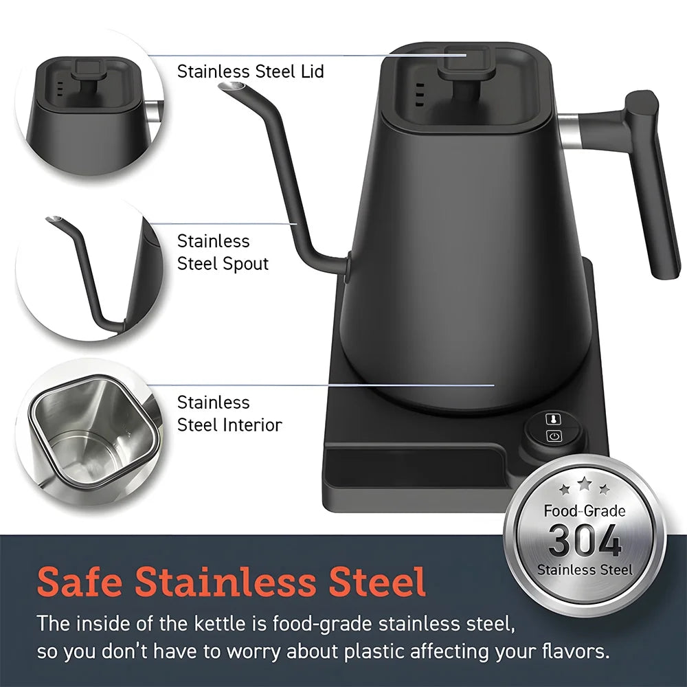 1.0L Pour Over Kettle with Temperature Control and LCD Display T72265