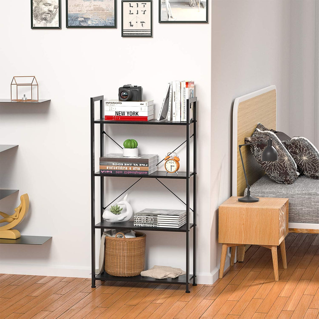 Rustic Brown 5 Tier Wooden and Metal Bookshelf M5008