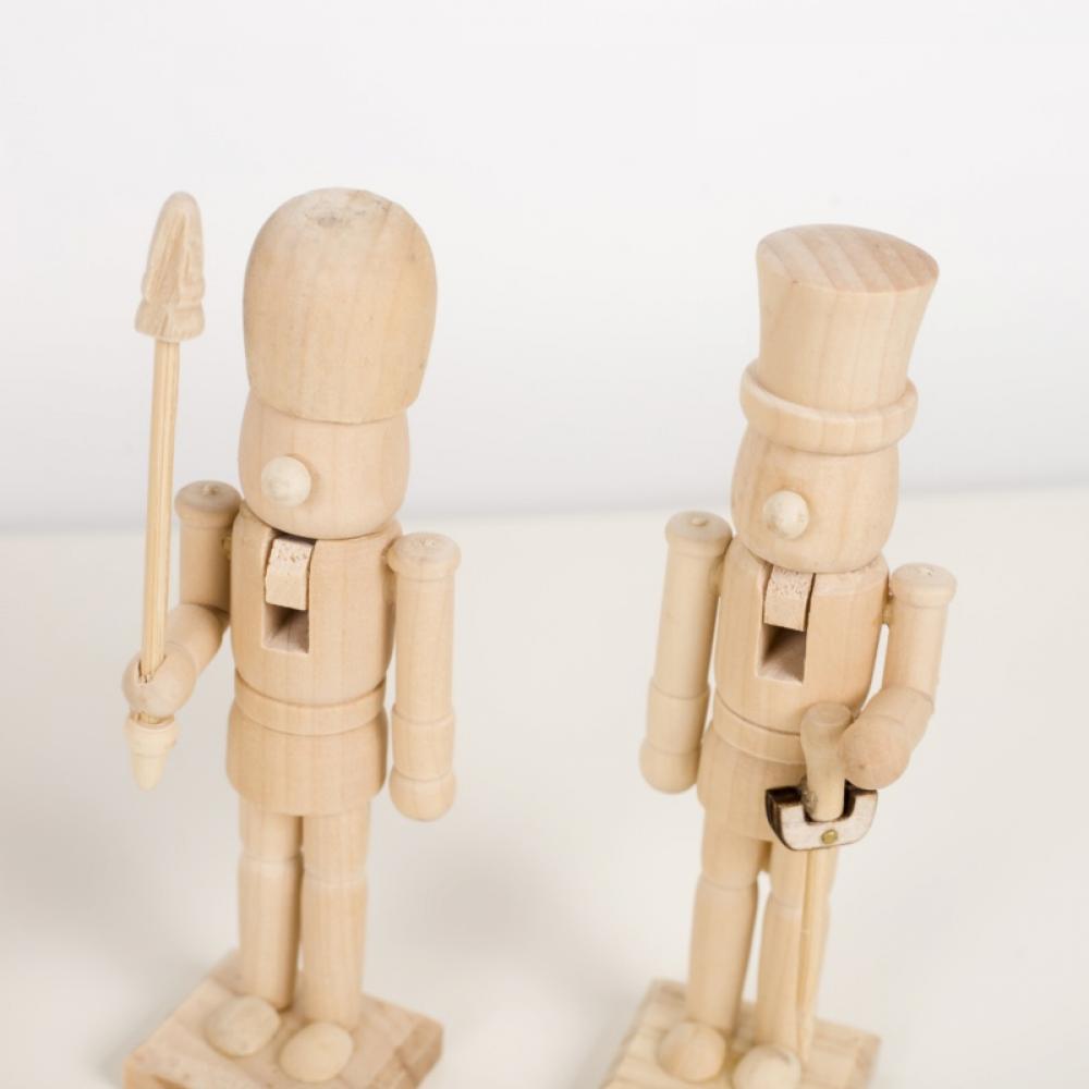 6Pcs Wooden Nutcracker Puppets DIY Blank Paint Toy Unpainted Doll G440