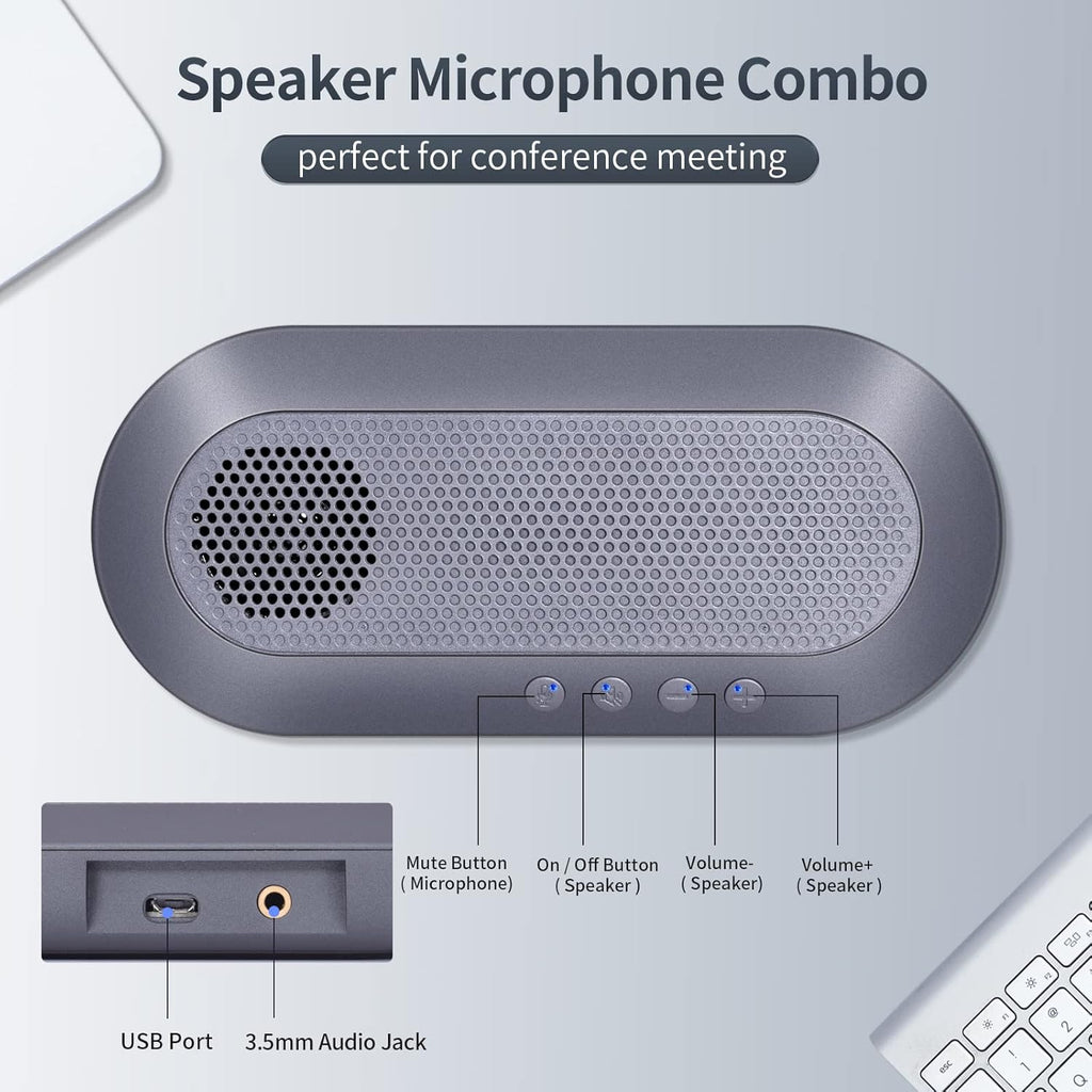 Pack of 2 USB Speakerphone with 360° Omnidirectional Microphone T360