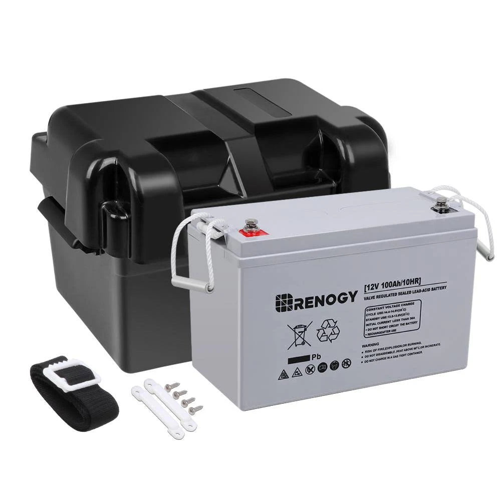 12V 100Ah Deep Cycle AGM Battery with Battery Box W85205