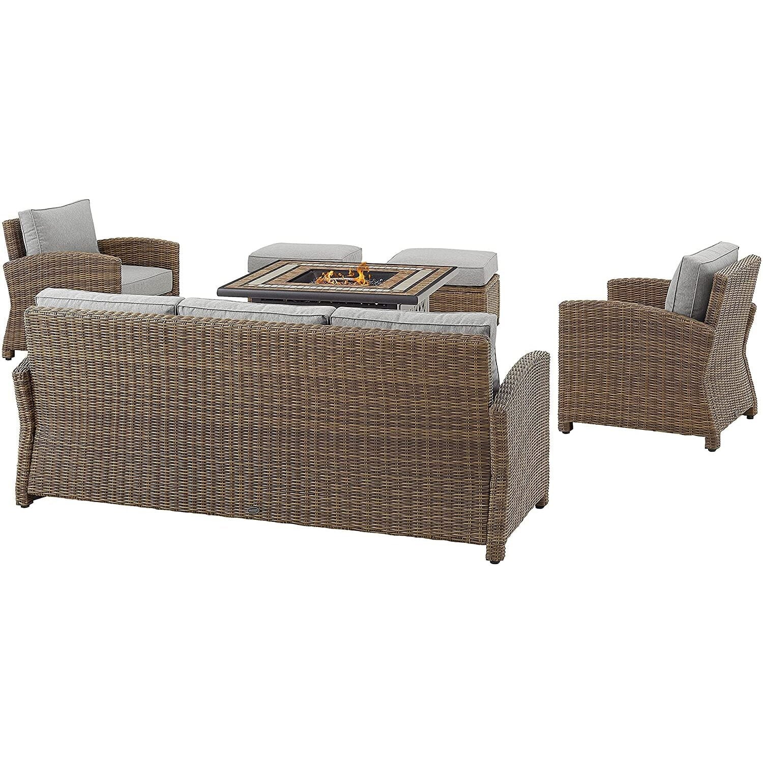 6Pc Outdoor Wicker Sofa Set with Fire Table M3231