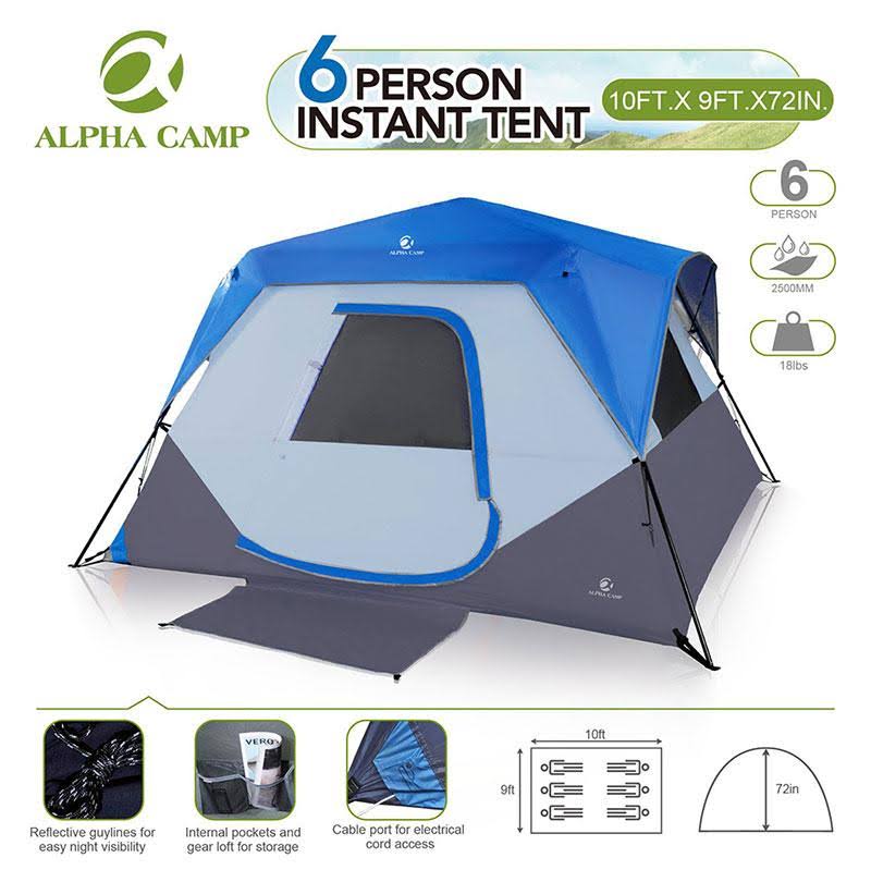 6 Person Instant Cabin Camping Tent Orange J479687
