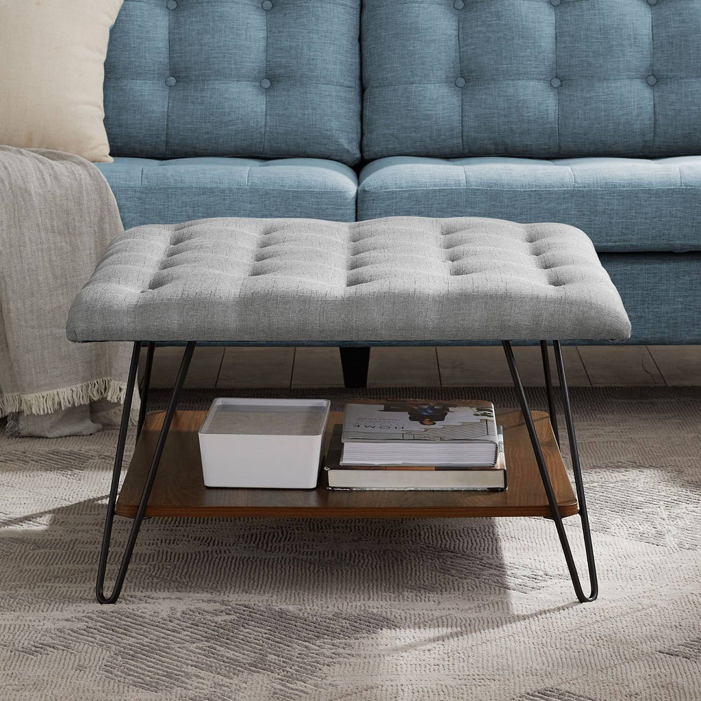 Grey Tufted Ottoman S10281