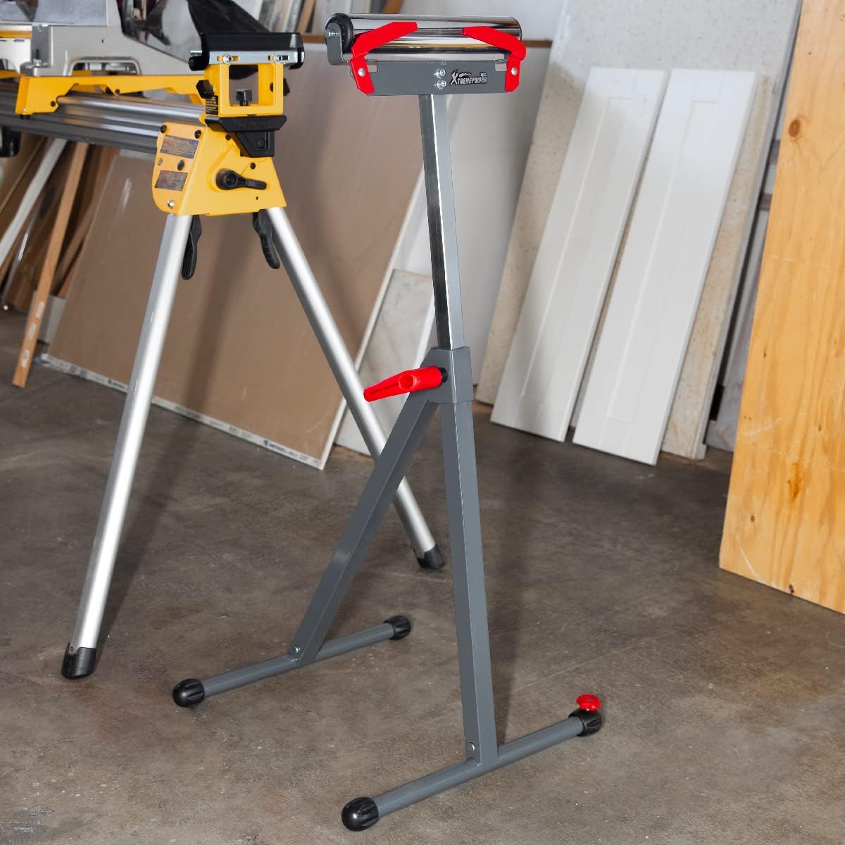 Folding Roller Stand Saw Horse Table, 250 LBS Load Capacity, Grey, Pack of 2 D125
