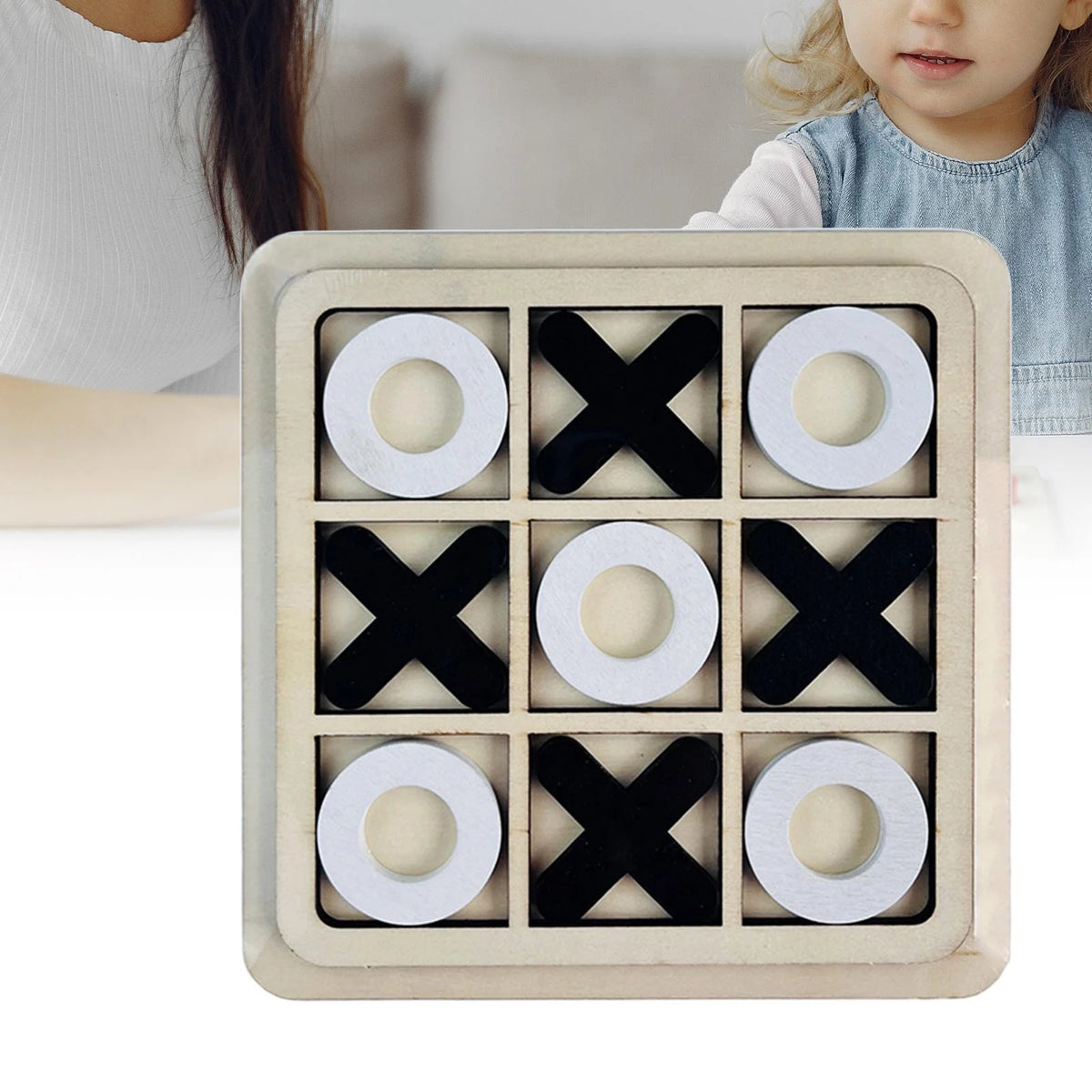18cmx18cm Wood Tic Tac Toe Board Game E71205