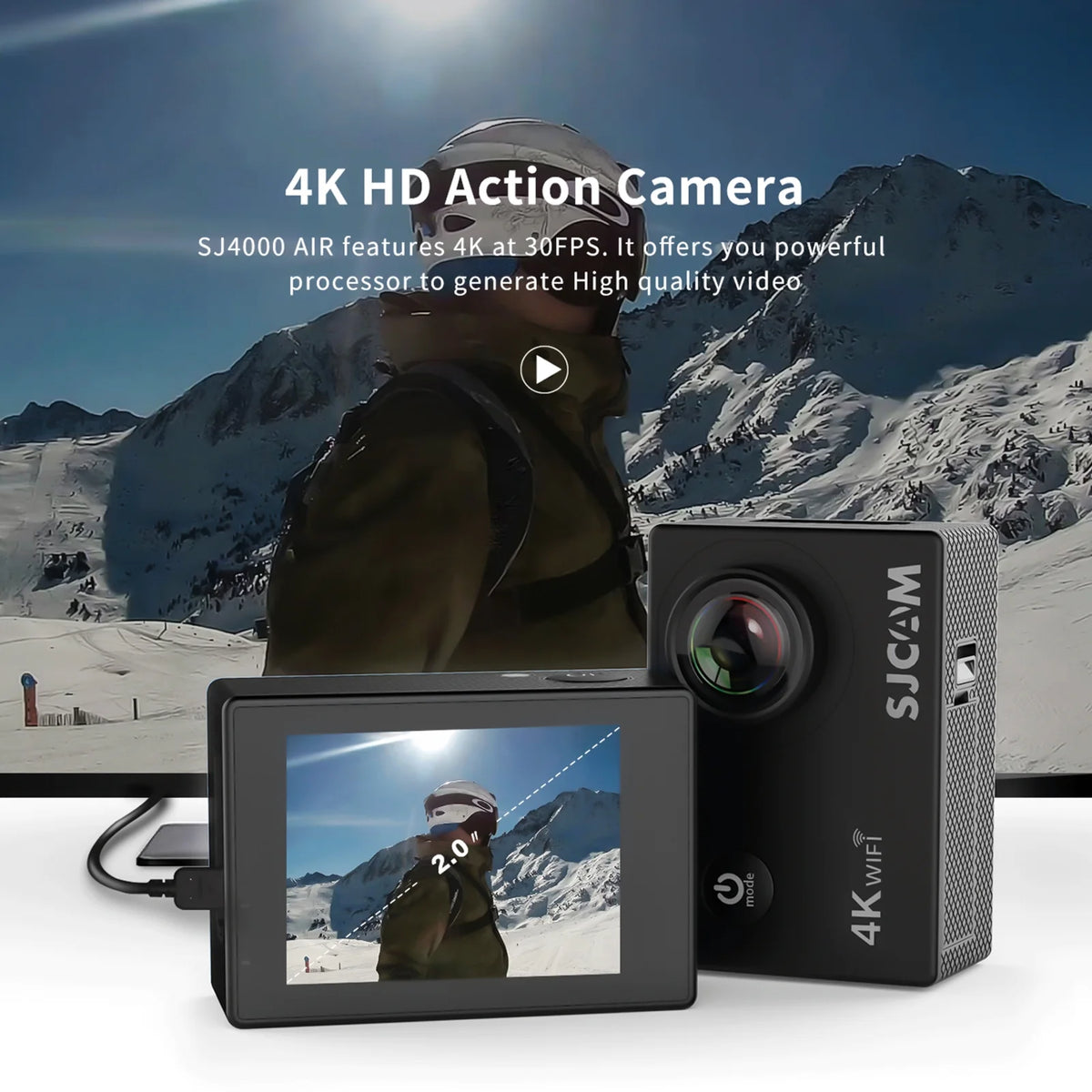 4K Sports Camera with WiFi and Waterproof Case U876285