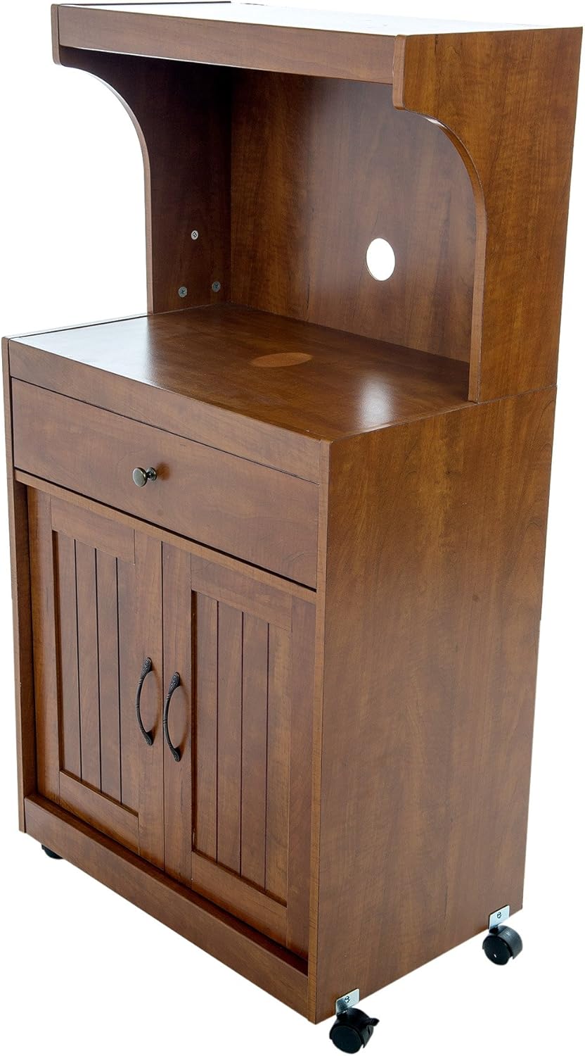 Light Walnut Oak Microwave Cart F456