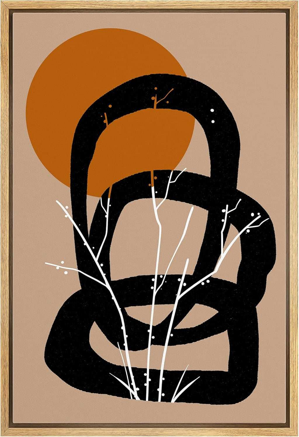 Framed Canvas Print Wall Art Blue Paint Strokes Abstract Shapes Modern Art 16x24 Natural P916