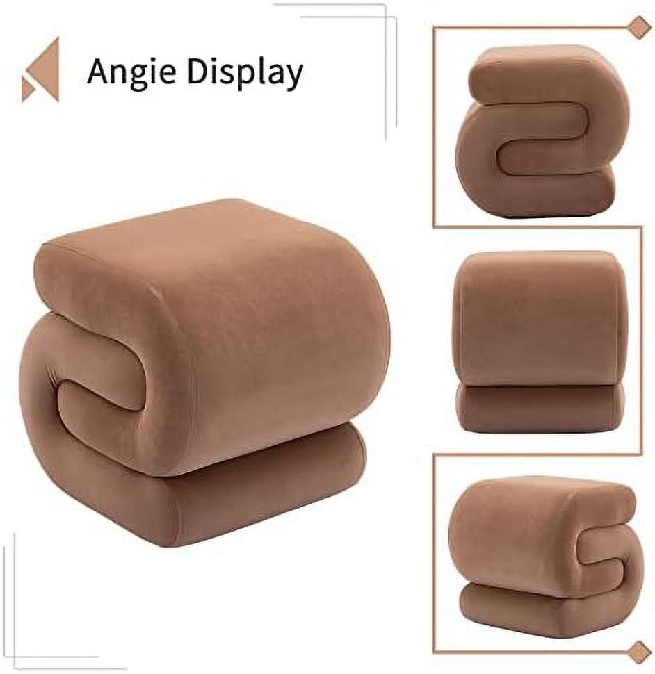 Coffee Velvet Vanity Stool D551459