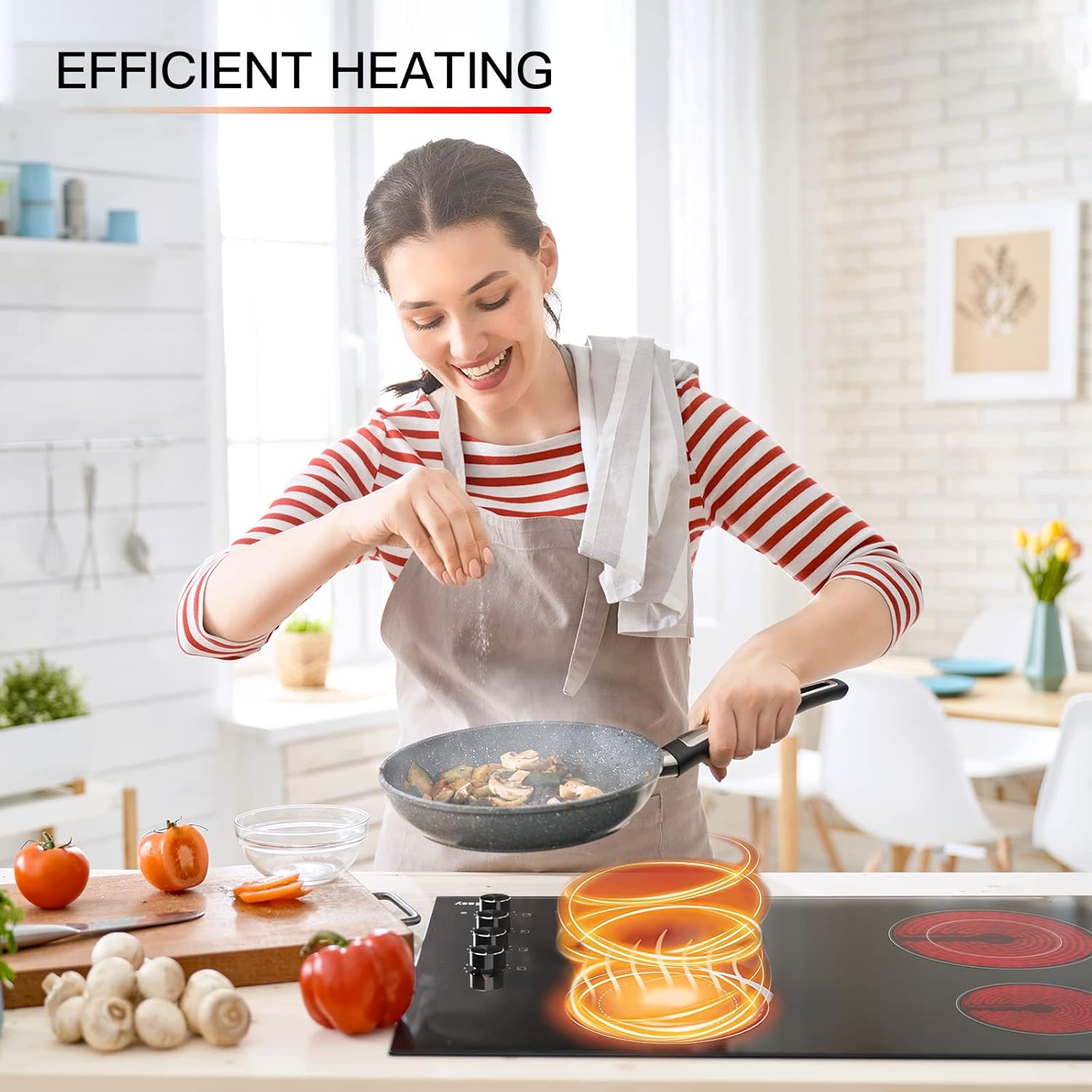 Black 30 Inch 4 Burners Ceramic Drop-in Radiant Cooktop E543