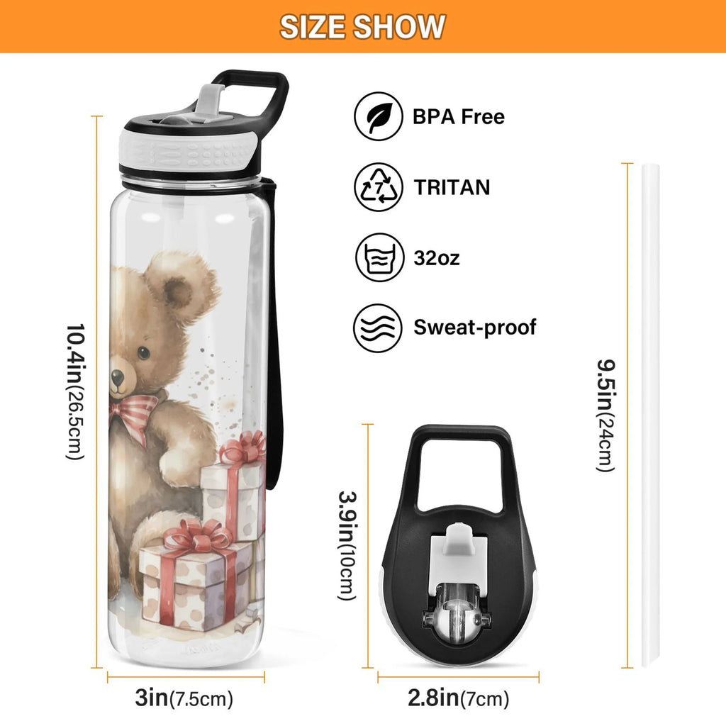Clear 32oz Tritan Water Bottle with Straw B734