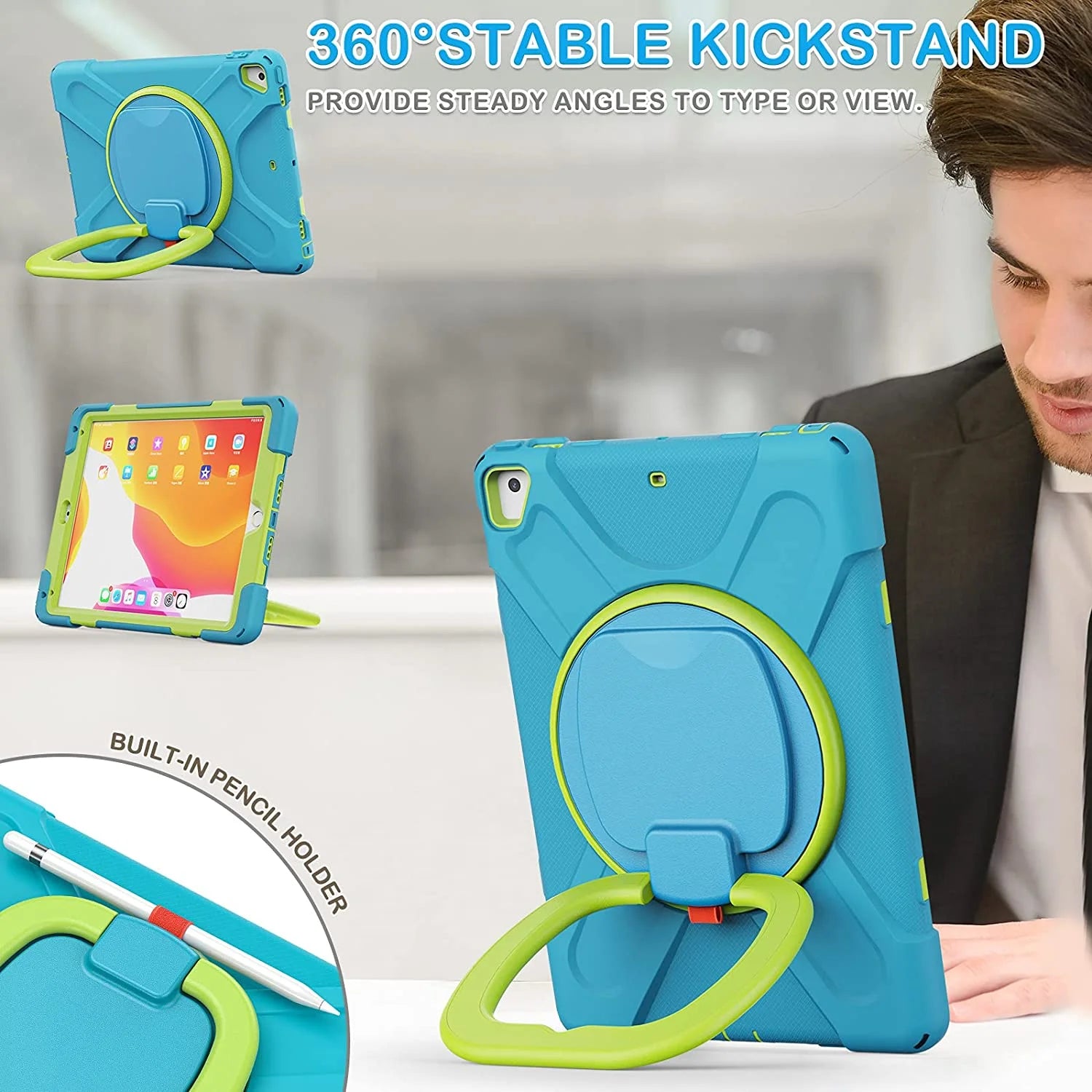 iPad 9.7 inch Shockproof Rugged Cover with Pencil Holder F2895