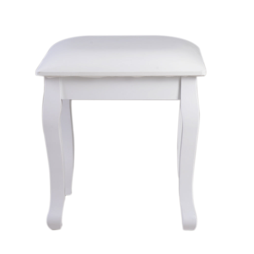 White Wood Vanity Stool with Cushion E67300