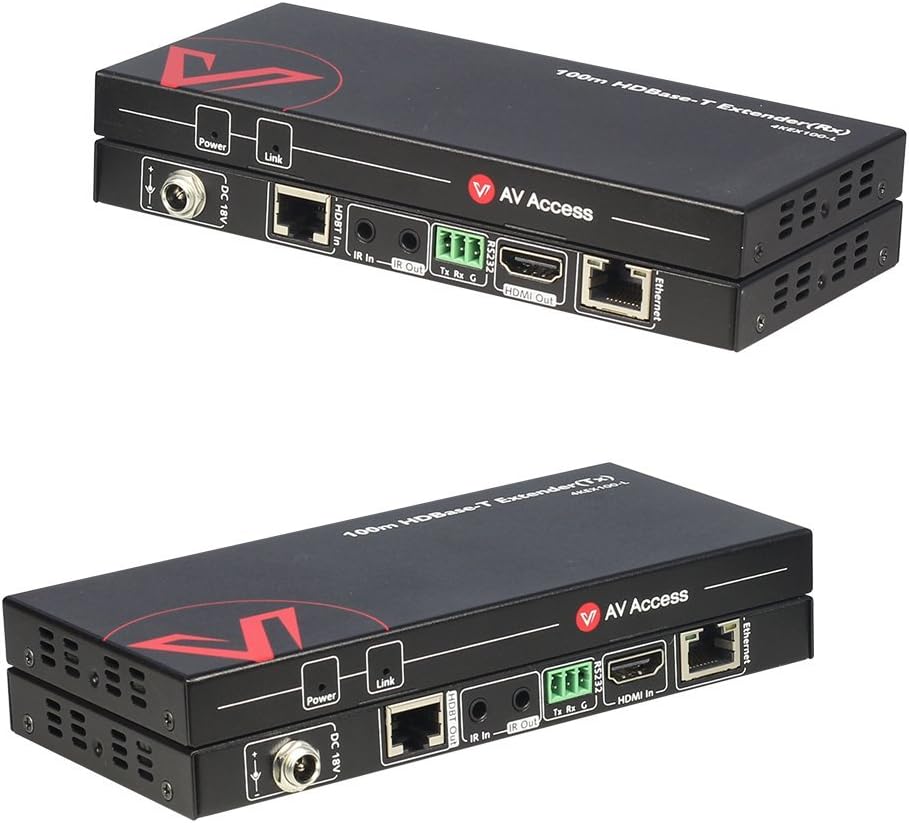 HDBaseT HDMI Extender Over Single Cat6a/7, 4K@60Hz 330ft/100m, PoE IR RS232 HDCP2.2, Zero Latency HDR, Dolby Atmos & DTS:X, CEC, 4K AV Access HDMI Balun H22405