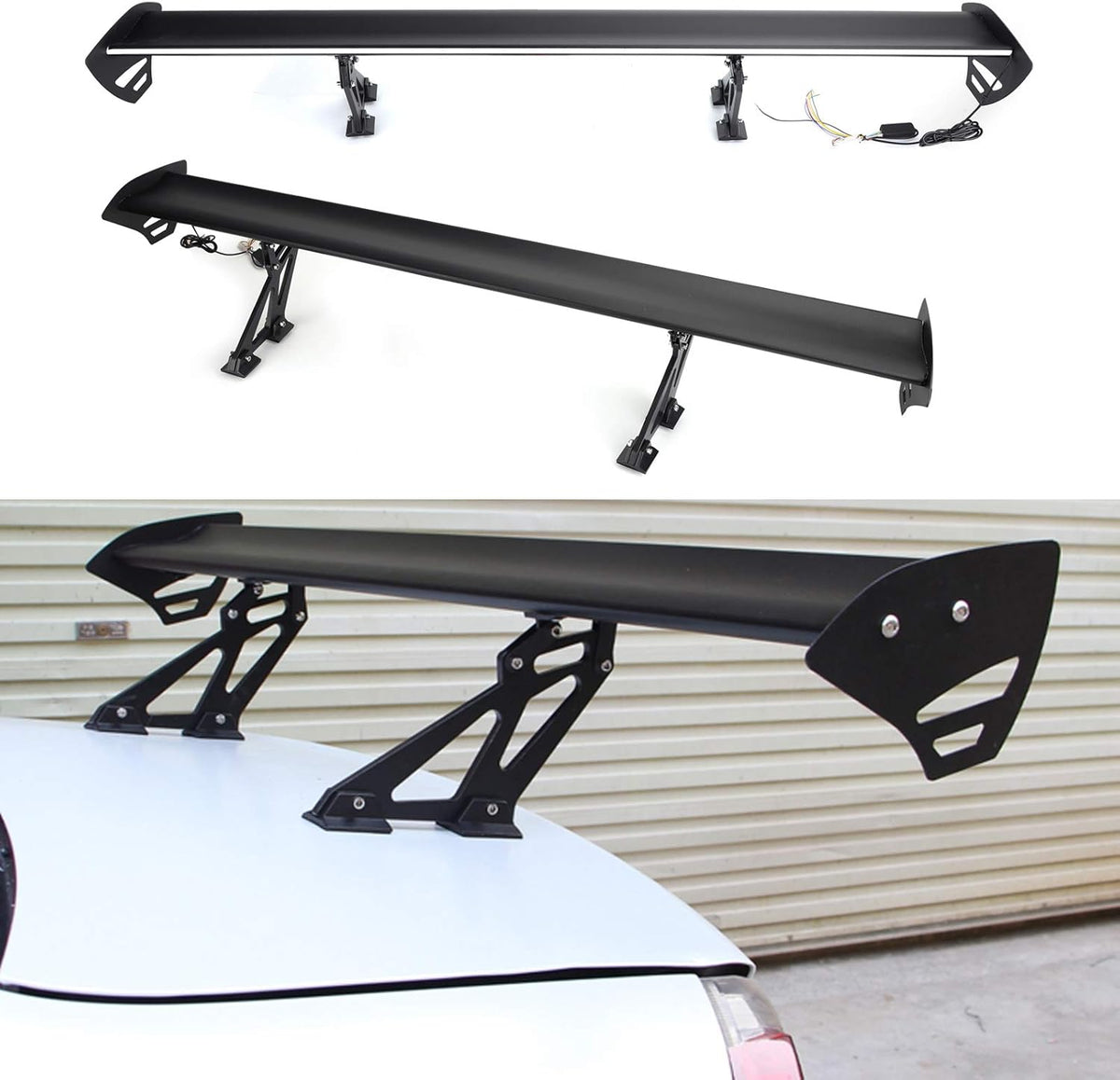 Adjustable Aluminum Rear Trunk Wing Spoiler with LED Light R8253