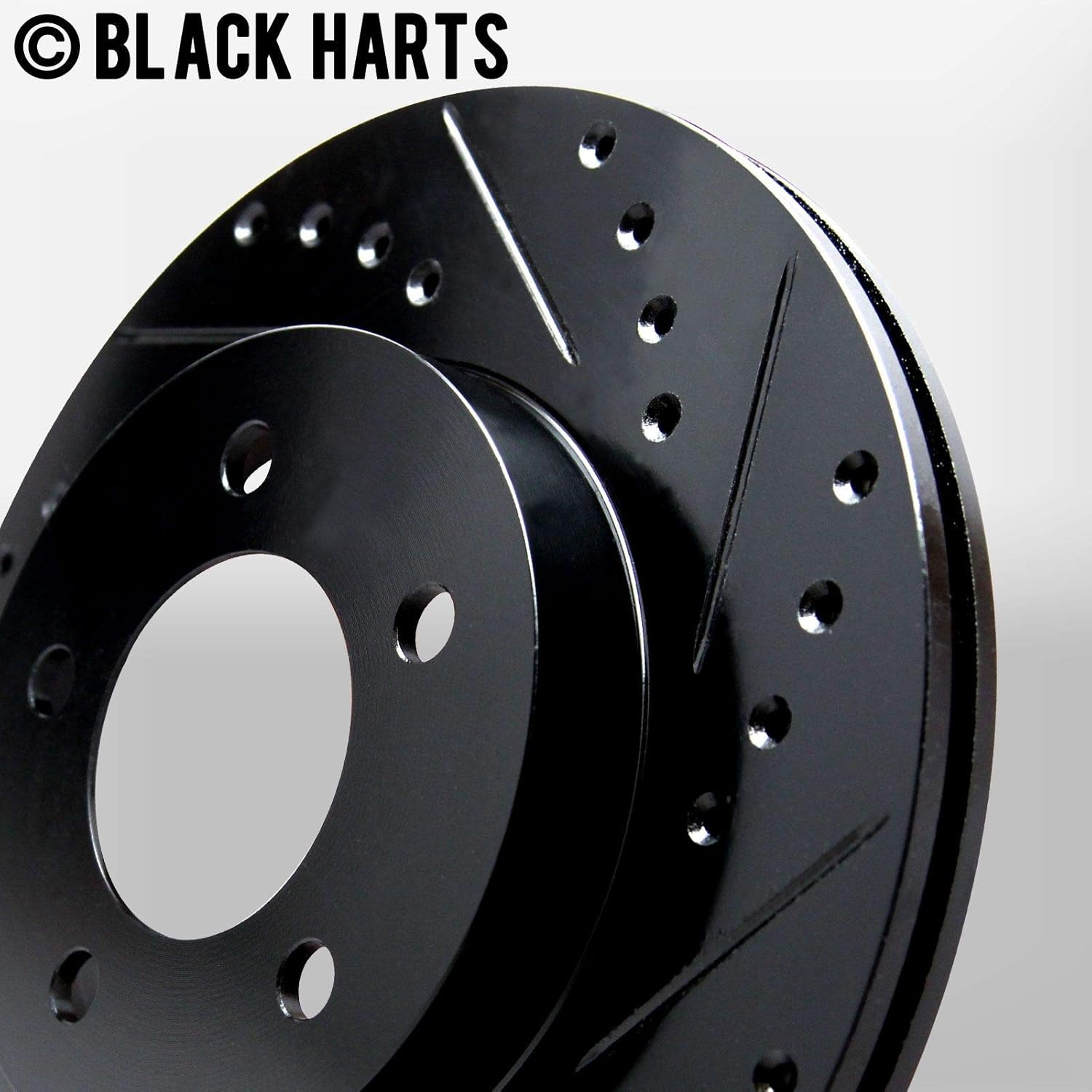 Front Brake Rotors Black Drilled Slotted Heavy Duty Pads Q451